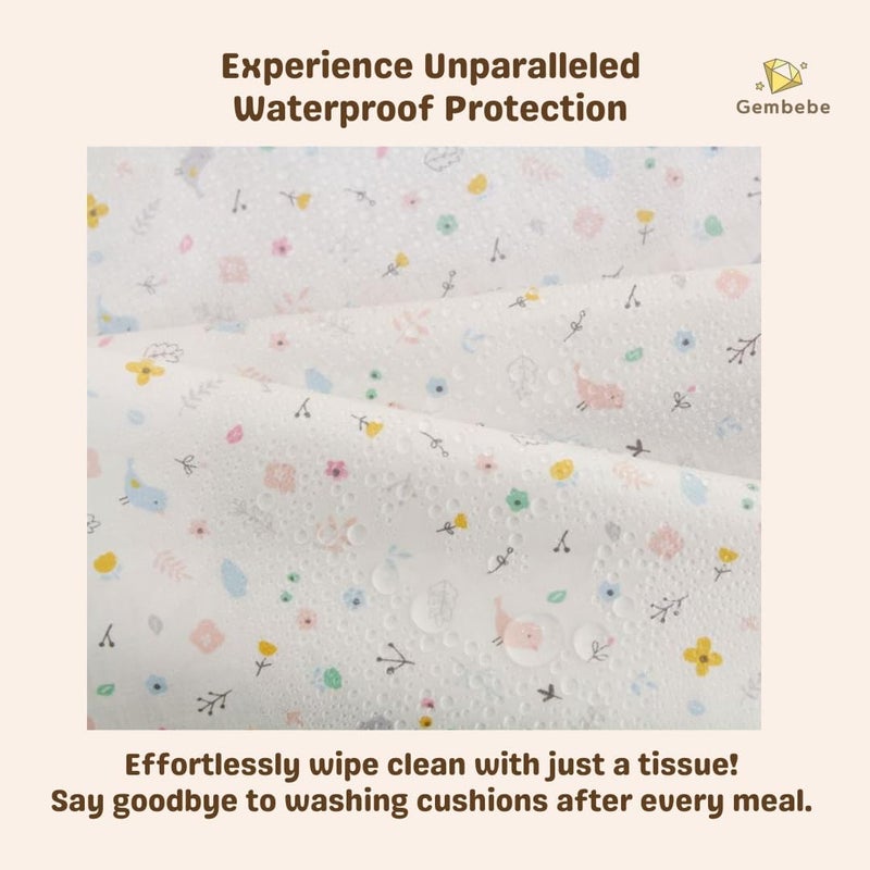 Gembebe Waterproof Compatible Stokke Tripp Trapp Cushion Set - Easy to Clean Newborn Set - 100% Cotton High Chair Cushion (Little Birdie / 49.5 Counts) - Image 4